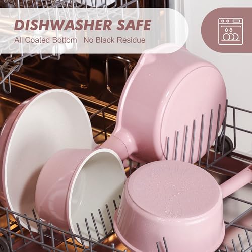2QT Ceramic Nonstick Saucepan with Lid (Sakura Pink / 2 Quarts)