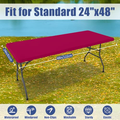 2 Pack Rectangle Spandex Fitted Table Cloth (Fuchsia / 48" x 24" (Rectangular))