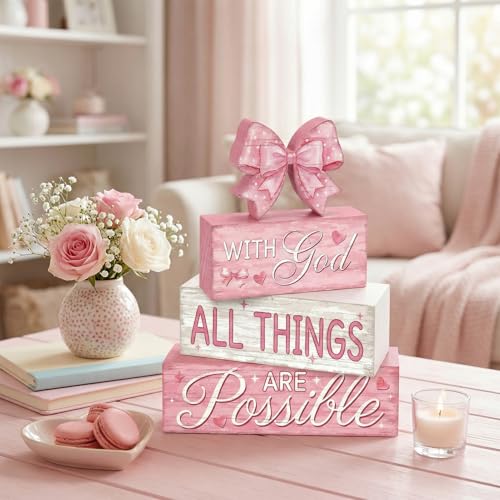 Tiered Tray Decor Set (Pink Bow)