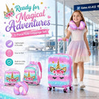 5PCS Kids Luggage Girls Suitcase (01-hardside Gold Unicorn 5pc)