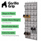 Over the Door Shoe Organizer (Grey / 24 Extra Large Pockets/4 Hooks)