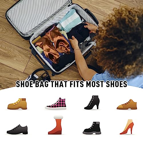 10 Pack Shoe Bags for Travel Satin Fabric Shoe Bag with Drawstring for Men Women Travel Protecting Storing Shoes (Grey)