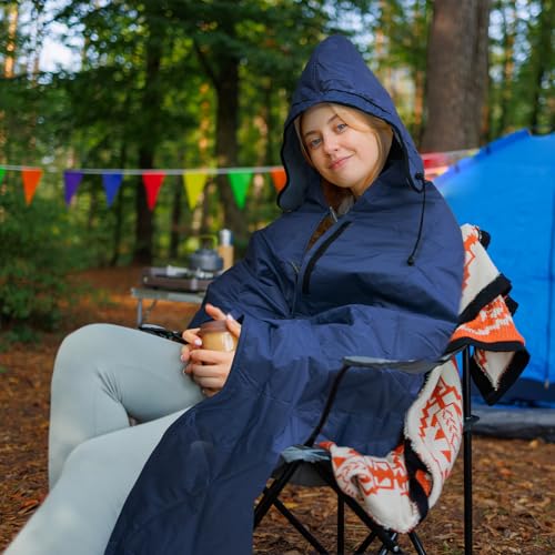 Large Waterproof Outdoor Blanket Thick Fleece 80" x 58" (Premium Blue)