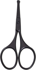 Multicolor Professional Grooming Scissors for Personal Care Facial Hair Removal and Ear Nose Eyebrow Trimming Stainless Steel Fine Straight Tip Scissors 3.9 Inch (Black Safety Head D)