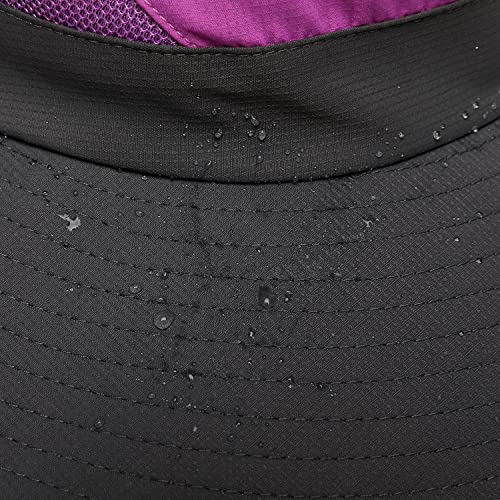 Womens Summer Sun Hat Beach Hat Wide Brim Outdoor UV Protection Hat Foldable Cool Mesh Ponytail Bucket Hat (6-7 / Purple-gray)