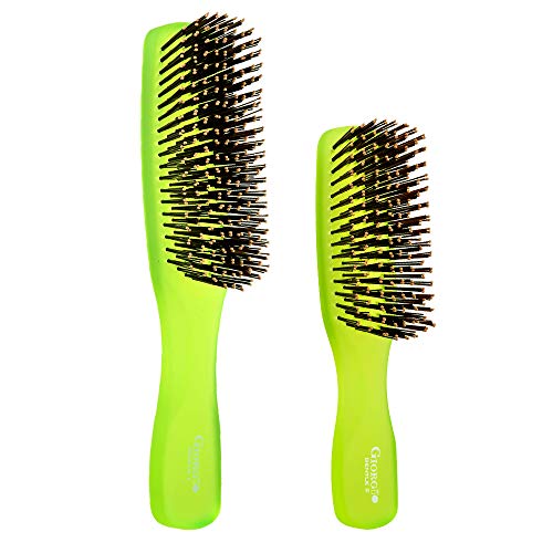 GIO1 Gentle Hair Brush Dresser Size. Wet & Dry Pro Hair Brush Detangler. Soft for Sensitive Scalp. Good For Men Women & Kids All hair lengths. Durable and Anti (Set / Green)