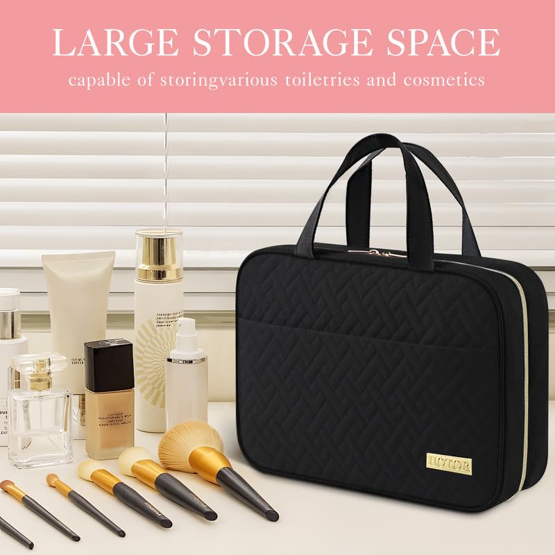 Hanging Travel Toiletry Bag Women Men Essentials Black (Black / Large)