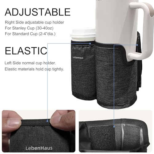 2 in 1 Luggage Cup Holder for Suitcase Airplane Drink Carrier Travel Black (black)