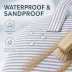 Beach Bag Waterproof Sandproof Women Beach Tote Pool Bag with Zipper for Gym Grocery Travel with Wet Pocket (Light Gray White)