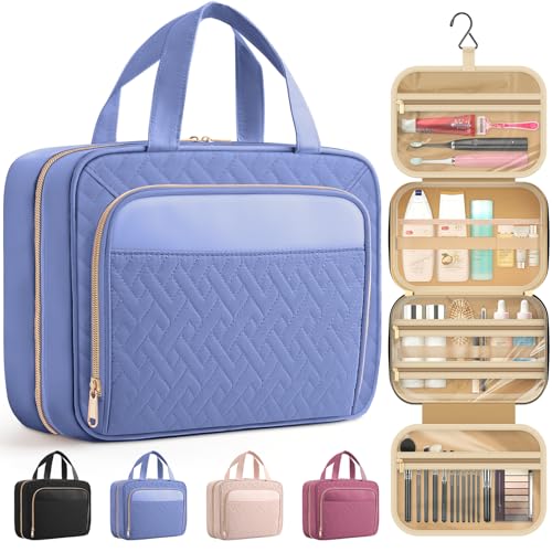 Hanging Travel Toiletry Bag Women Men (Aegean-Blue / Medium)
