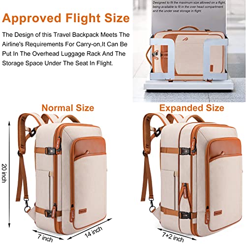 40L Expandable Travel Backpack (Beige / 20 inches)