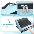 Compression Packing Cubes for Travel (Mint Blue / 4 set-Square Mesh)