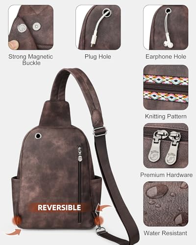 Large Sling Bag for Women (Coffee Brown Retro Style)