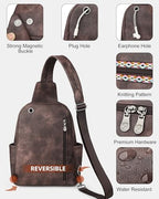 Large Sling Bag for Women (Coffee Brown Retro Style)