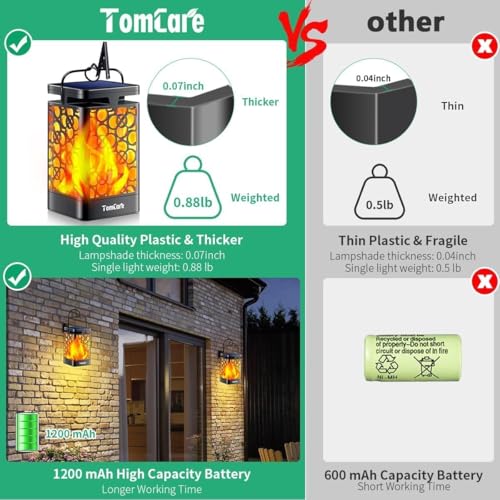 Solar Lanterns Outdoor (Flickering Flame / 6 Pack Black)