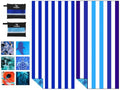 2 Pack Microfiber Beach Towels Oversized 71x32 Blue Striped (2 Pack Blue Navy Multi / X-Large (32x71 inches))
