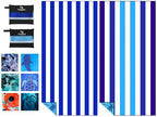 2 Pack Microfiber Beach Towels Oversized 71x32 Blue Striped (2 Pack Blue Navy Multi / X-Large (32x71 inches))