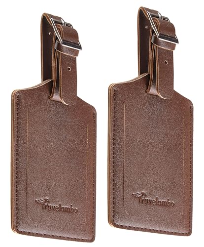 12 Pack Leather Luggage Tags for Suitcases Travel Tag (Brown)