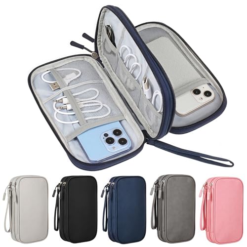 Electronic Organizer Travel Cable Accessories BagPouch Portable Waterproof Storage Bag Electronic Organizer Case for Cable (Dark Blue)