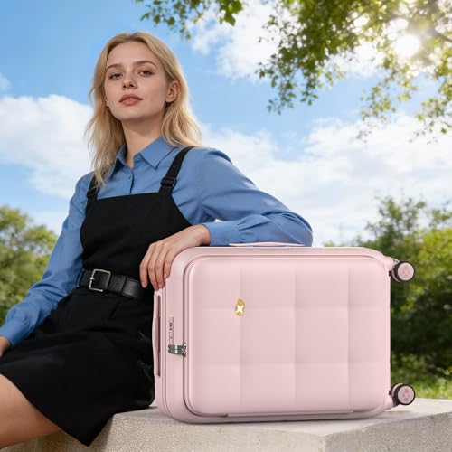 24 Inch Expandable Checked Luggage Hard Shell Suitcase (24 inch / Pink)