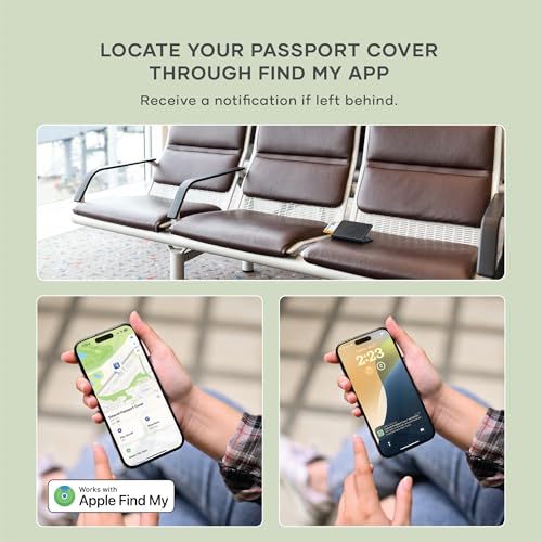 Passport Holder with Find My Tracking (Black)