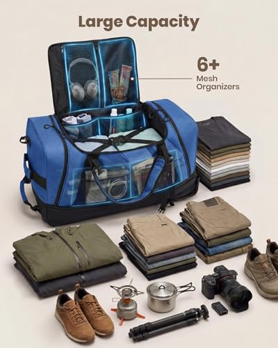 120L Rolling Duffle Bag with Wheels (Blue-3)