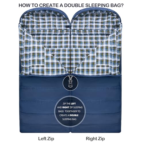 Sleeping Bags for Adults XXL Cold Weather (Blue / 20F Left Zip)