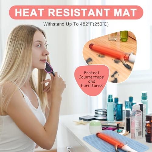 Plus Size Silicone Heat Resistant Mat for Hair Tools (Blue)