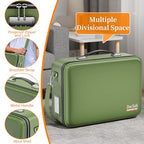 Fireproof Document Box Hard Case with Lock ＆ Accordion File Folder (15.2" x 11.2" x 5.3"(colorful) / Green)