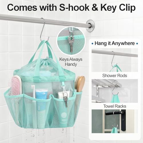 Mesh Shower Caddy Portable with Drawstring (Sage Green with Drawstring)