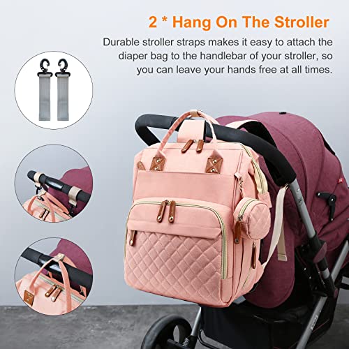 Diaper Bag with Changing Station (Peach Pink)