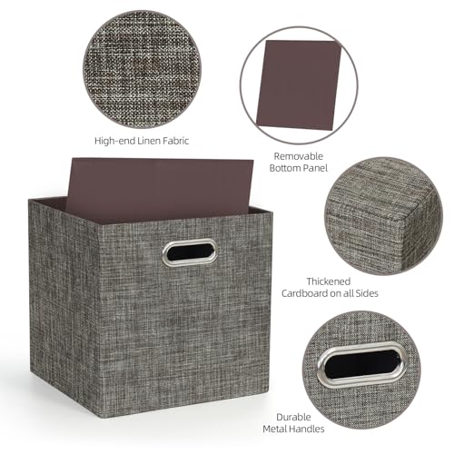 Storage Basket Bins (13×13×13/4pcs / Brown)