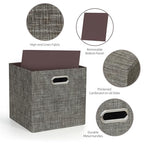 Storage Basket Bins (13×13×13/4pcs / Brown)