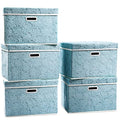 Stackable Storage Cubes with Lids [5 (Blue / Medium(5-Pack))