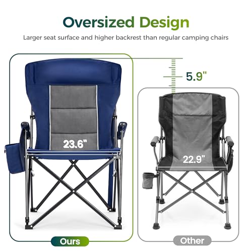 Oversized Camping Chair for Adult Lawn Chair for Outdoor Camping (Navy Blue)