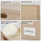 17" Large Fabric Storage Box with Lids (khaki / Large -2 Pack)