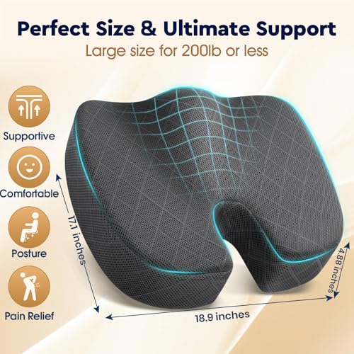 Seat Cushion Memory Foam Office Chair Cushion (XXX-Large / Grey)