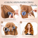 4 Sizes Hair Rollers Curlers Set with Clips for Women Girls (Blue)