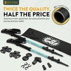100% Carbon Fiber Trekking Poles by USA Brand (EVA Foam - Teal)