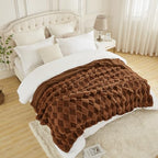 Luxury Faux Fur Rabbit Fur Throw Blanket Brown 60"*80" (Faux Fur Brown / 60"*80")