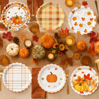 48PCS Fall Paper Plates 7 Inch Round Fall Disposable Dessert Plates (Fall)