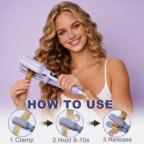 1&1.25 Inch Hair Crimper for Women to Adjustable Groove (Blue)