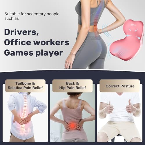 Car Seat Cushion and Lumbar Support Pillow One Piece (Pink-a / 1 Piece)