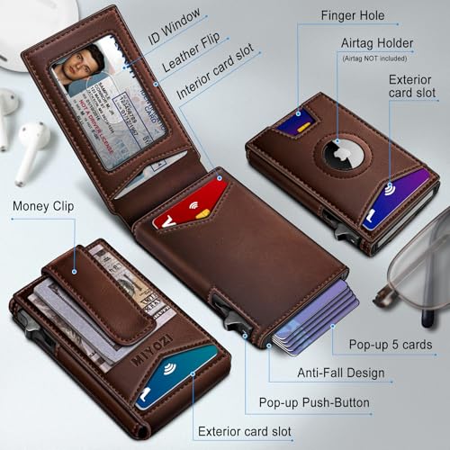 Airtag Wallet for Men Money Clip 9 (Brown083)