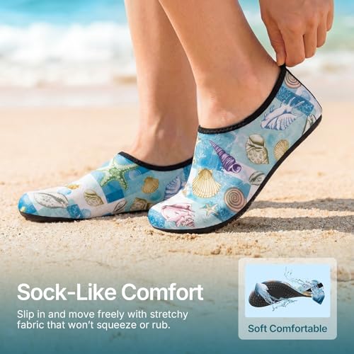 Water Shoes for Women Men Quick (5-6 Women/4-5 Men / Shells in the Ocean)