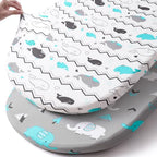 Stretch Fitted Bassinet Sheet Set BROLEX 2 Pack Cradle Sheets for Bassinet Pad (Elephant Whale / 32x16 Inch)