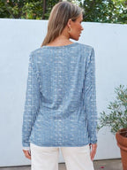 Long Sleeve Shirts for Women Casual Crewneck Tops Basic Tees (Medium / Bluestripes)