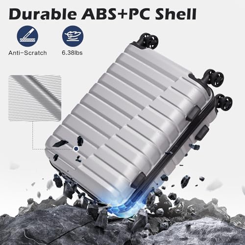 Lightweight Luggage with TSA Lock (Medium(24in) / Silver)