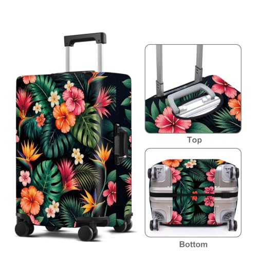 Tropical Flowers Luggage Cover Washable Suitcase Protector Anti (Tropical Flowers / L(28-30inch suitcase))