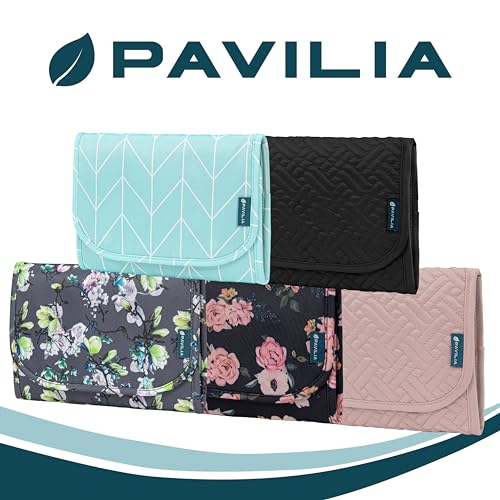 Travel Jewelry Case Organizer Roll Bag Accessories Floral Black (Floral Black)